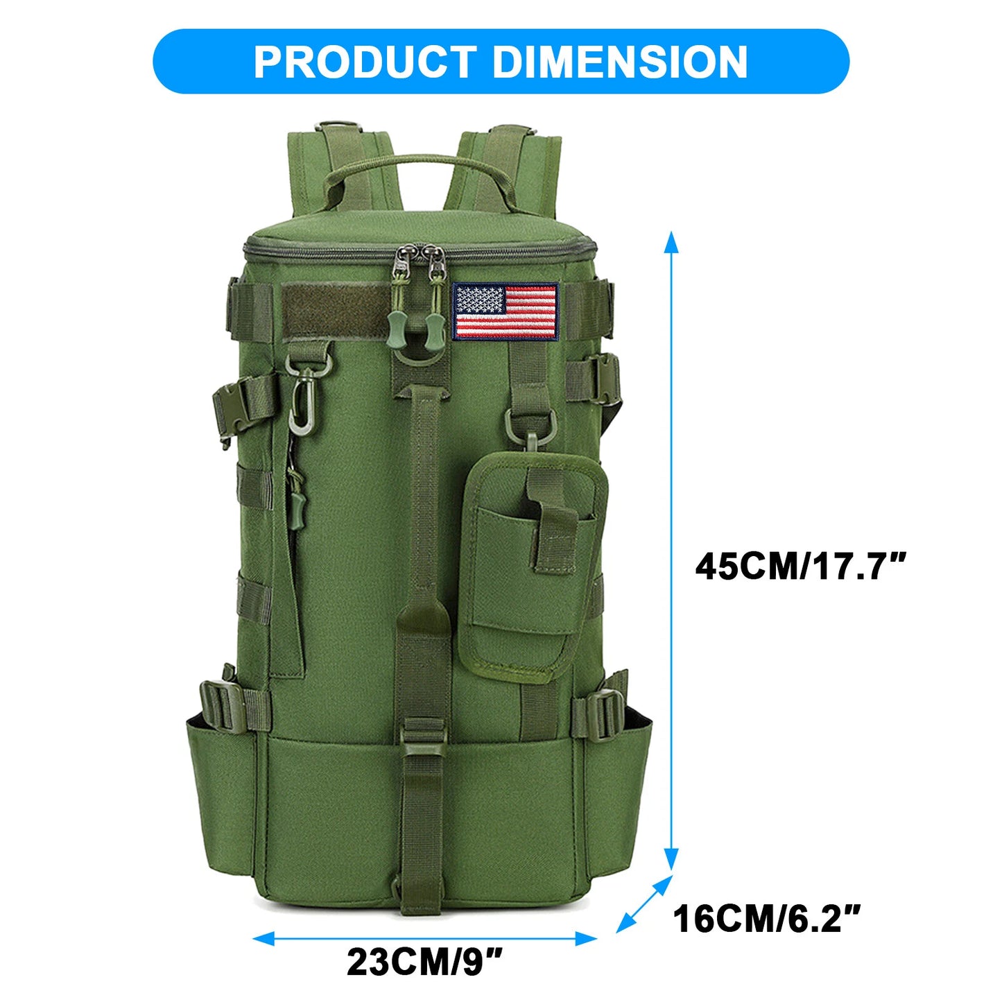600D Waterproof Fishing Backpack Rod Holder Tackle Bag for Outdoor Use