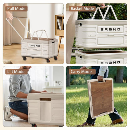 Foldable 360° Storage Cart - Heavy-Duty Mobile Organizer