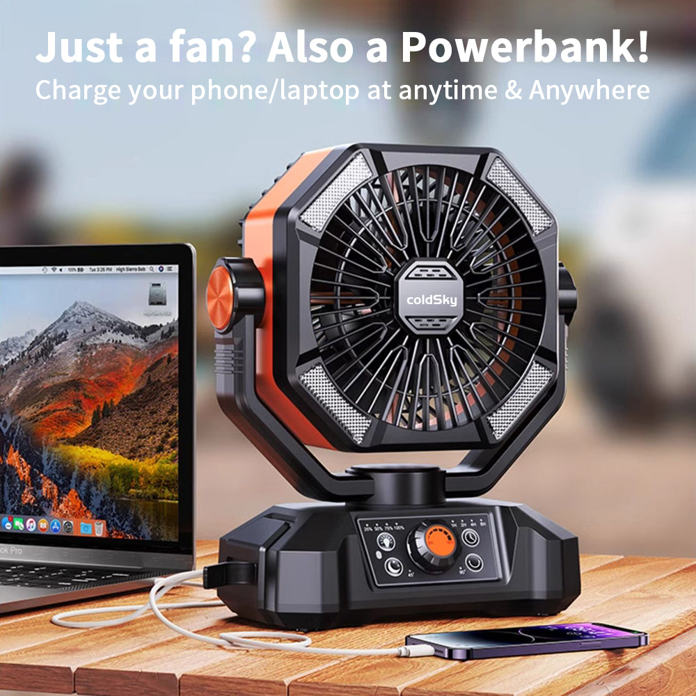 Portable Camping Fan 20000mAh Battery 8 Speeds LED Light