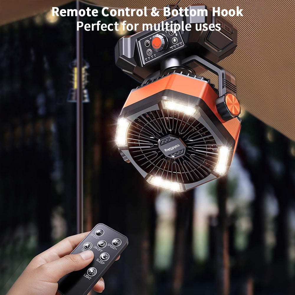 Portable Camping Fan 20000mAh Battery 8 Speeds LED Light