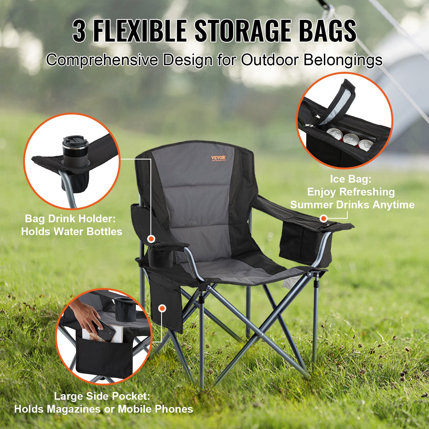 Outdoor Folding Chair 350lbs - Ultralight & Portable Comfort