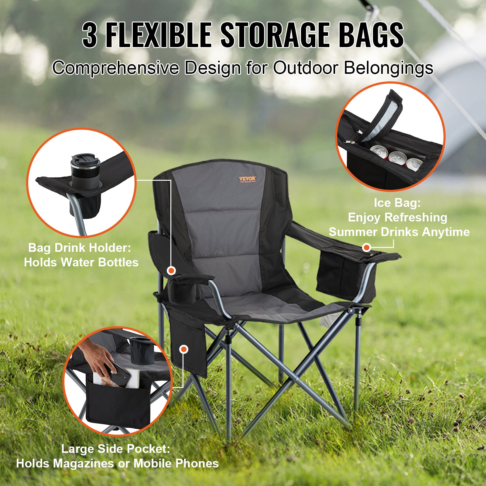 Outdoor Folding Chair 350lbs - Ultralight & Portable Comfort