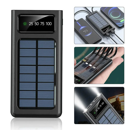 200000mAh Solar Power Bank - 4 USB, Fast Charge, Portable