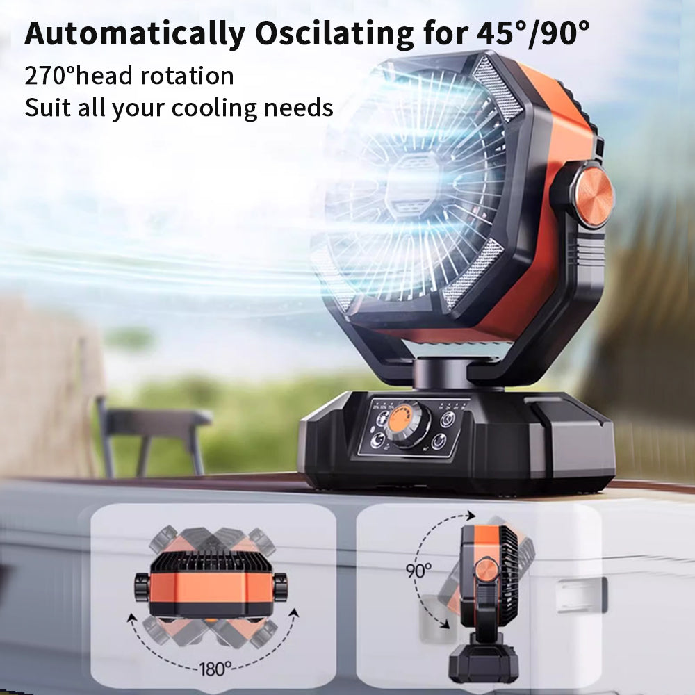 Portable Camping Fan 20000mAh Battery 8 Speeds LED Light
