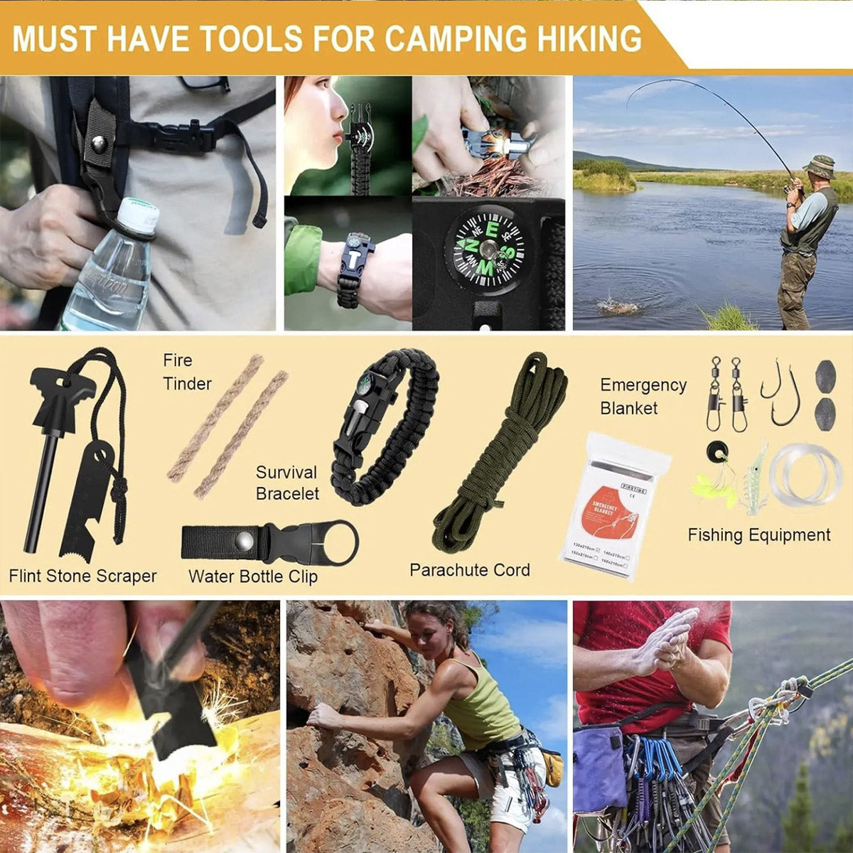 Emergency Camping Gear 142PCS: Survival & First Aid Kit