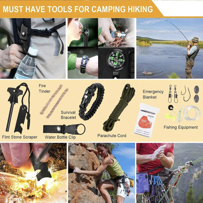 Emergency Camping Gear 142PCS: Survival & First Aid Kit
