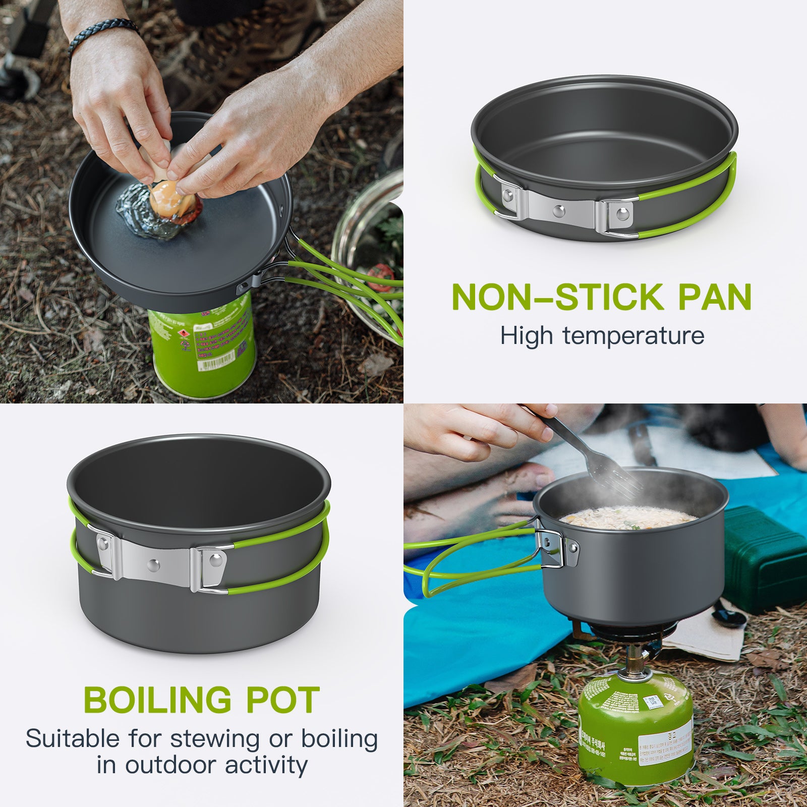 Outdoor Cooking Set: Non-Stick Pots, Pans & Teapot for Camping