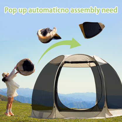 6-Sided Pop Up Camping Tent with Mesh Windows