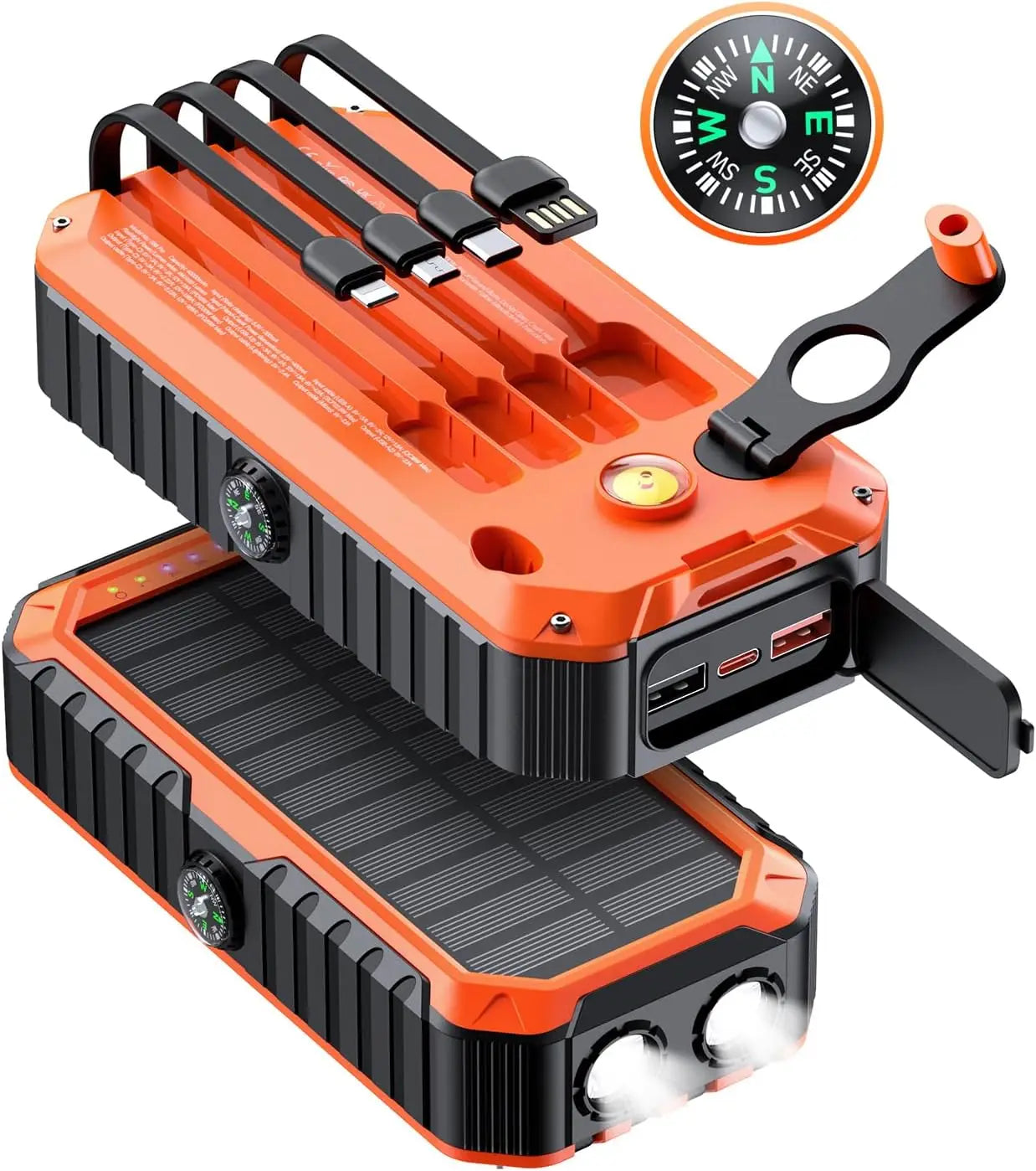 Solar Charger Power Bank 40000mAh with Hand Crank & 4 Cables