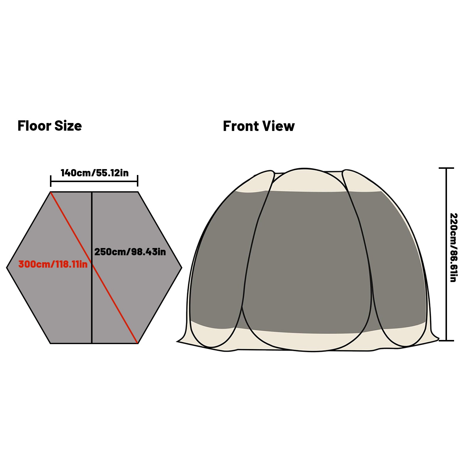 6-Sided Pop Up Camping Tent with Mesh Windows