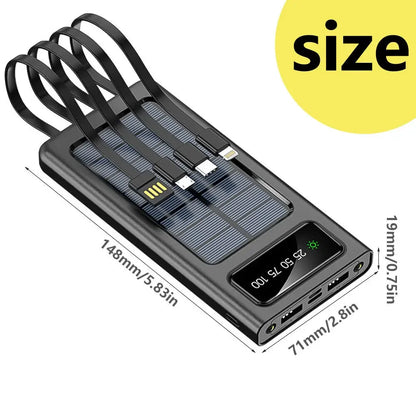 200000mAh Solar Power Bank - 4 USB, Fast Charge, Portable