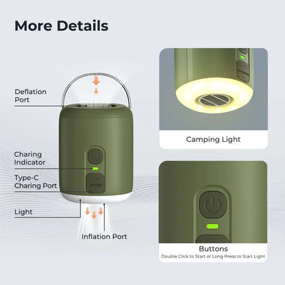 WESTTUNE Air Pump & Lantern: Compact 4.5kPa Inflator
