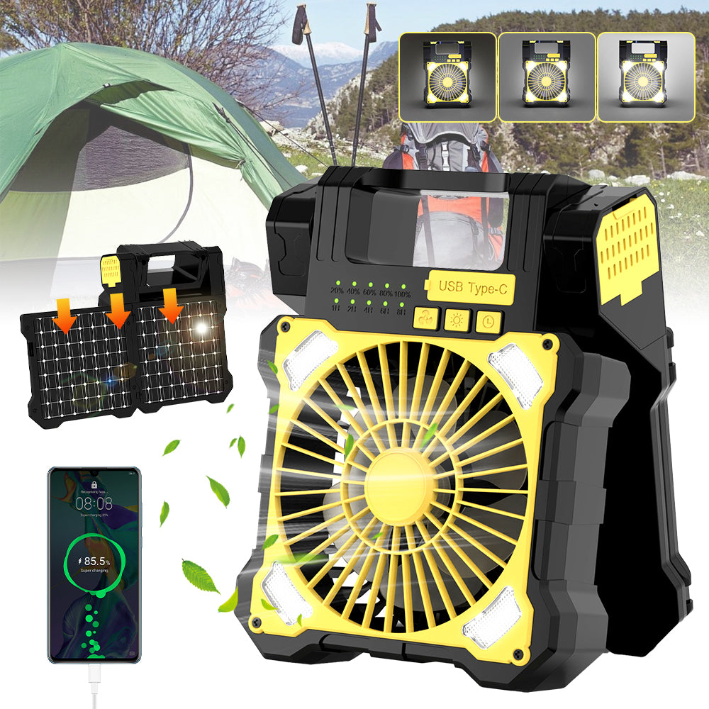 Solar Charging Portable Fan - Outdoor Camping & Emergency Use