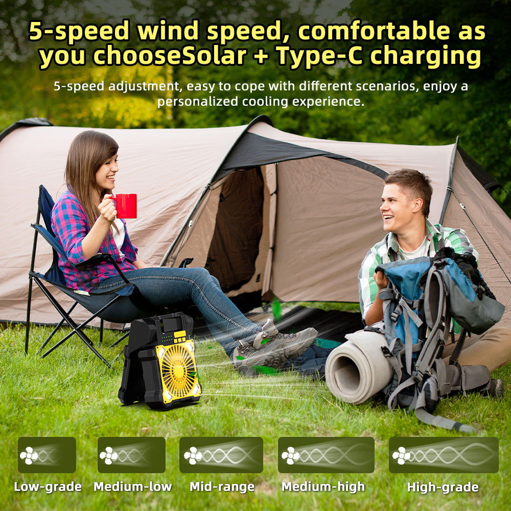Solar Charging Portable Fan - Outdoor Camping & Emergency Use