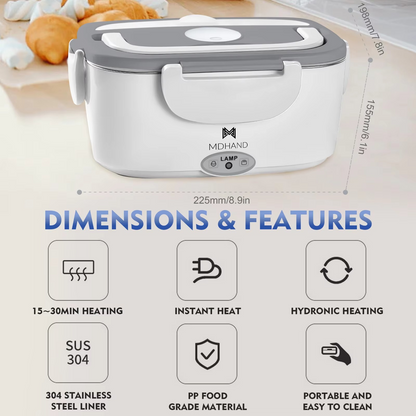 65W Electric Lunch Box Food Warmer 1.5L Leakproof Portable