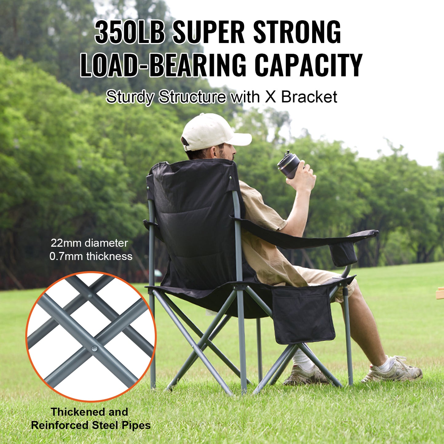 Outdoor Folding Chair 350lbs - Ultralight & Portable Comfort