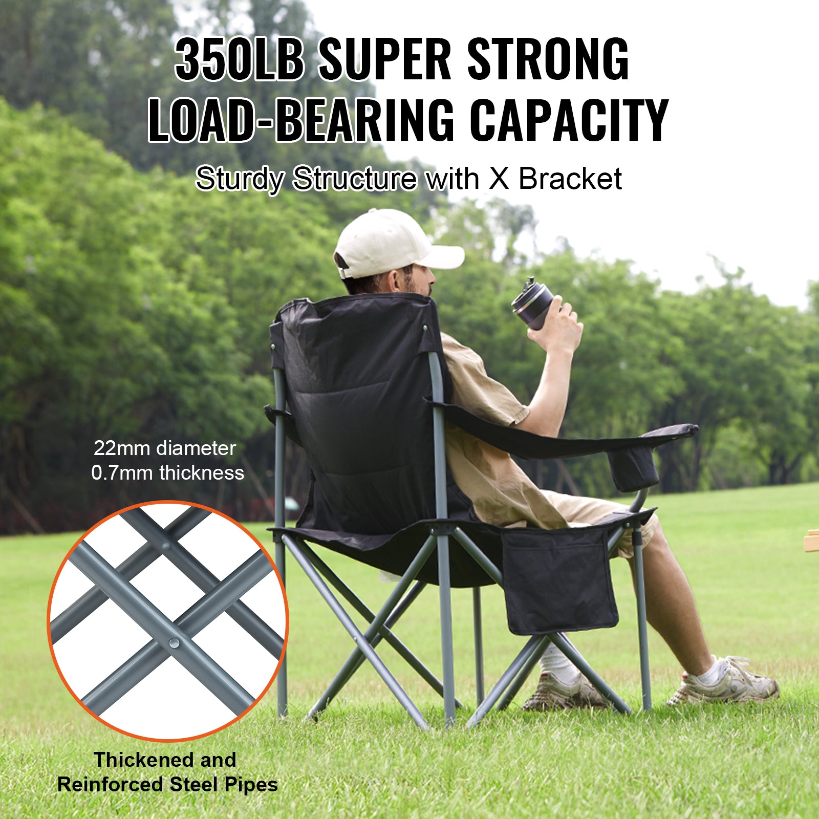 Outdoor Folding Chair 350lbs - Ultralight & Portable Comfort