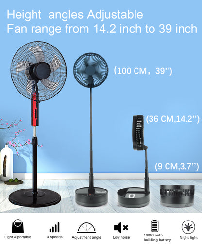 Foldable Fan with Remote & 10800mAh Battery - Portable & Powerful