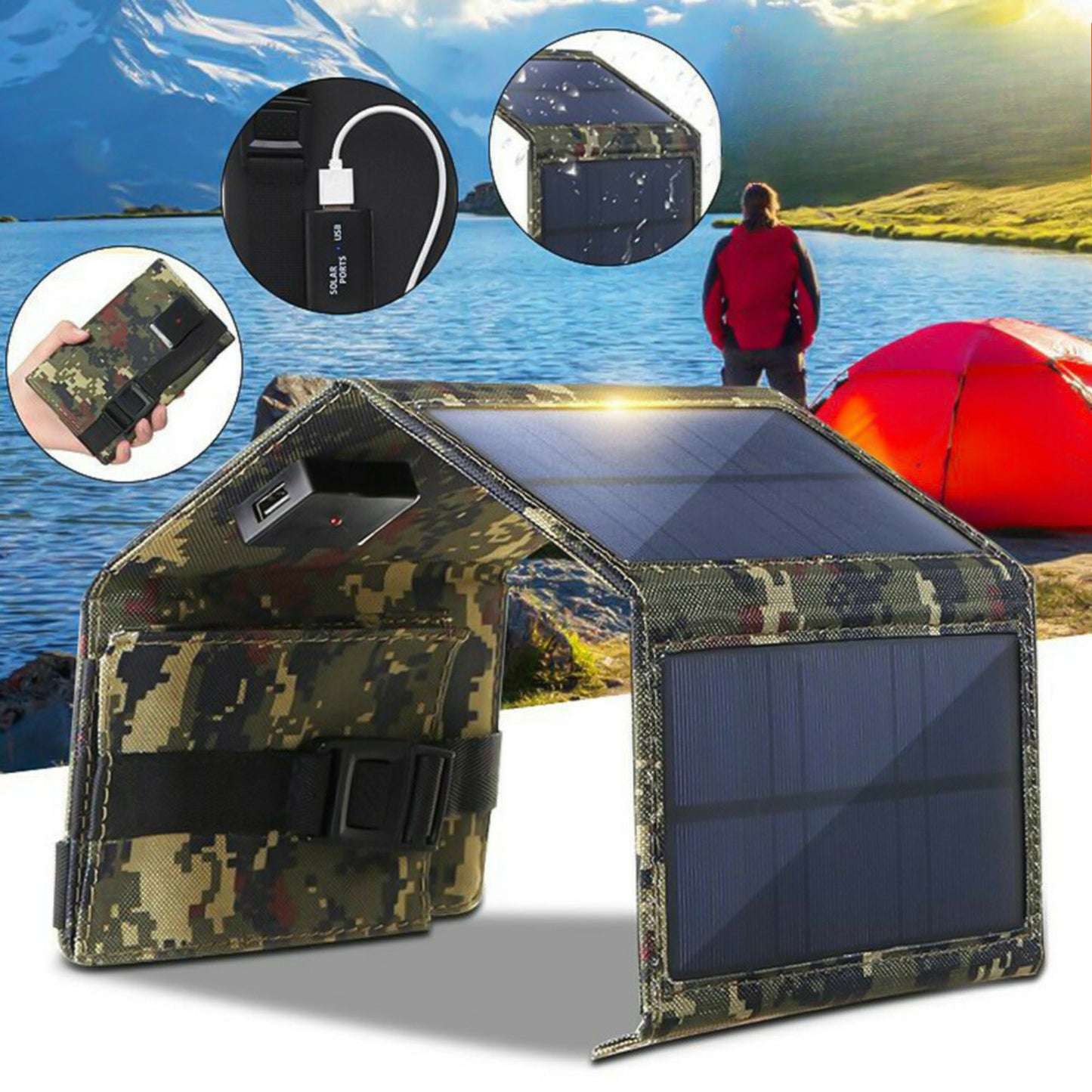 Portable 80W Solar Panel - Foldable USB Charger for Camping