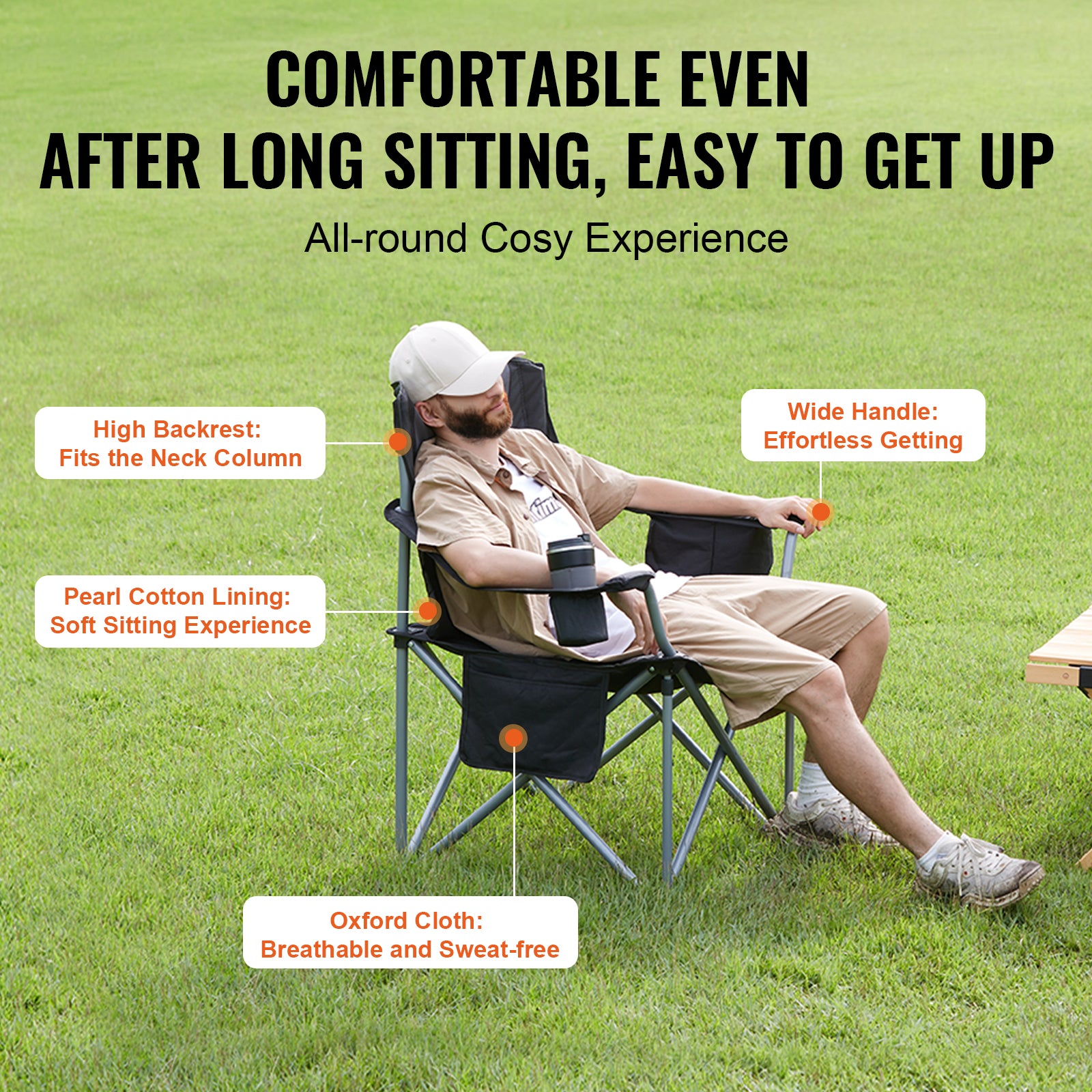 Outdoor Folding Chair 350lbs - Ultralight & Portable Comfort