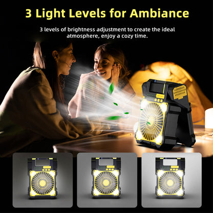 Solar Charging Portable Fan - Outdoor Camping & Emergency Use