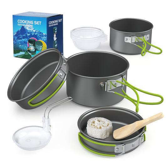 Outdoor Cooking Set: Non-Stick Pots, Pans & Teapot for Camping