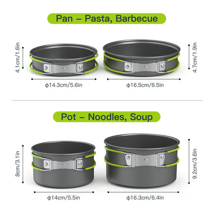 Outdoor Cooking Set: Non-Stick Pots, Pans & Teapot for Camping