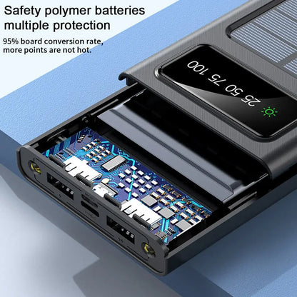 200000mAh Solar Power Bank - 4 USB, Fast Charge, Portable