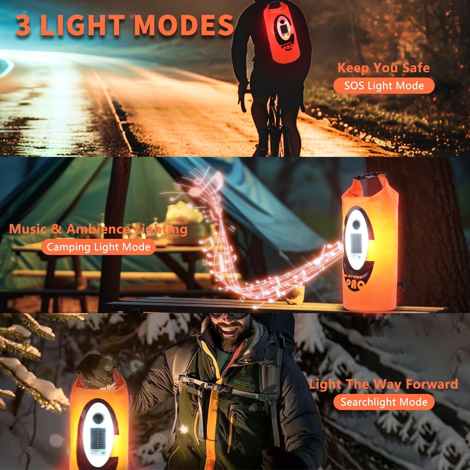 Waterproof Hiking Backpack: Solar Power & Bluetooth Speaker