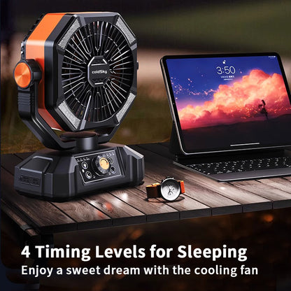 Portable Camping Fan 20000mAh Battery 8 Speeds LED Light