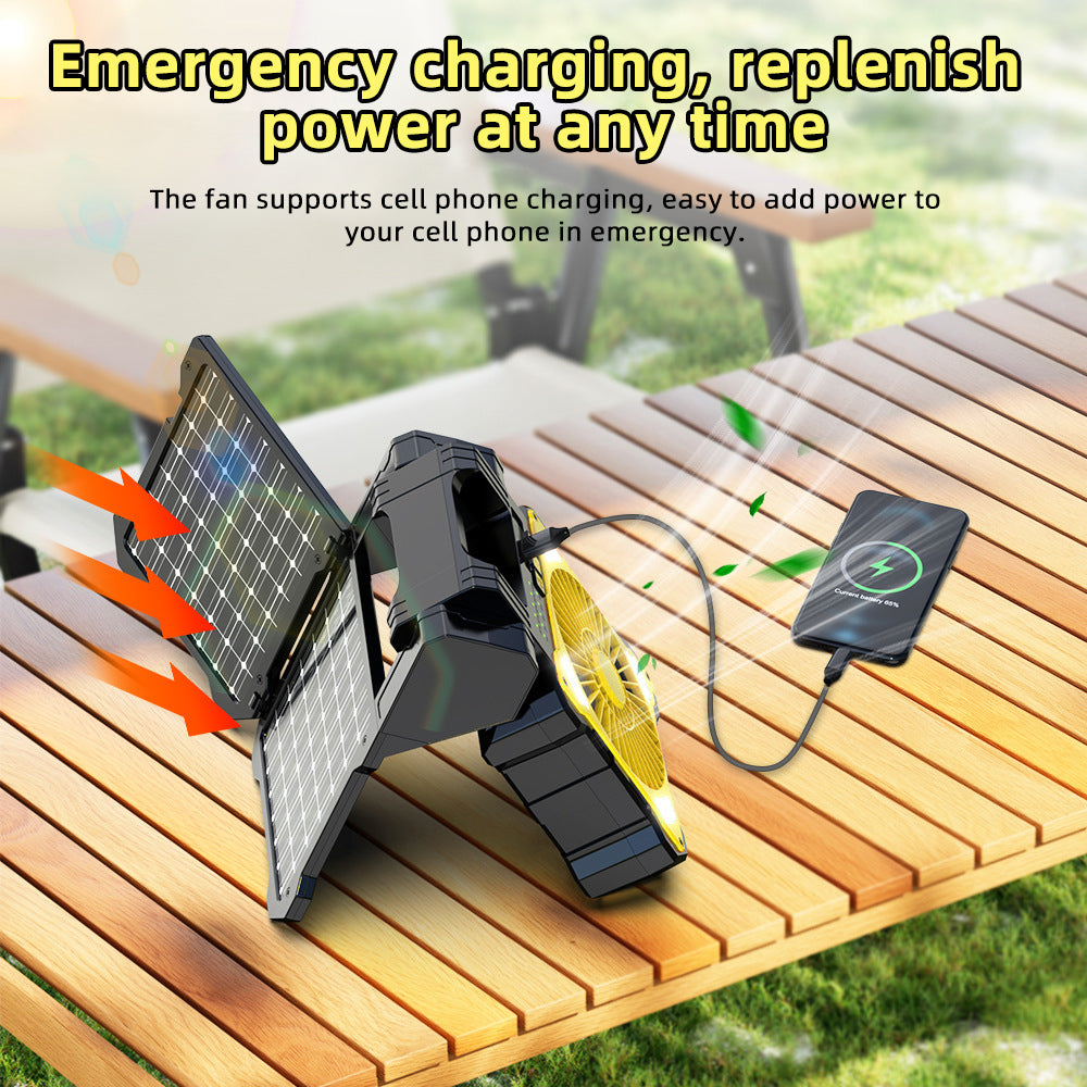 Solar Charging Portable Fan - Outdoor Camping & Emergency Use