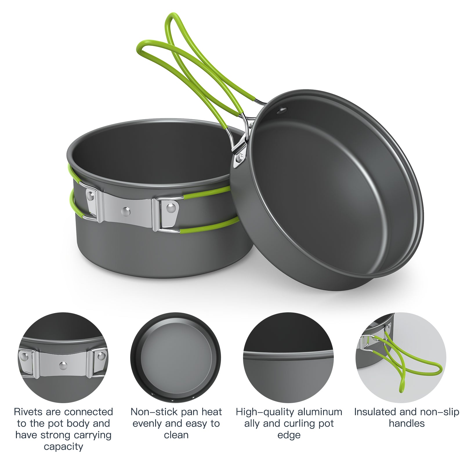 Outdoor Cooking Set: Non-Stick Pots, Pans & Teapot for Camping