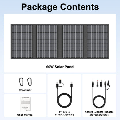 Foldable Solar Charger 45W/60W - USB-C Powerbank Ready
