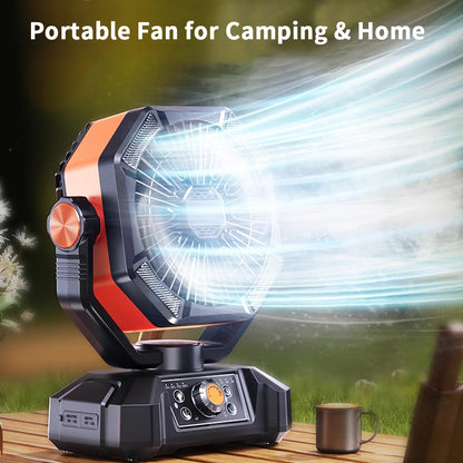 Portable Camping Fan 20000mAh Battery 8 Speeds LED Light