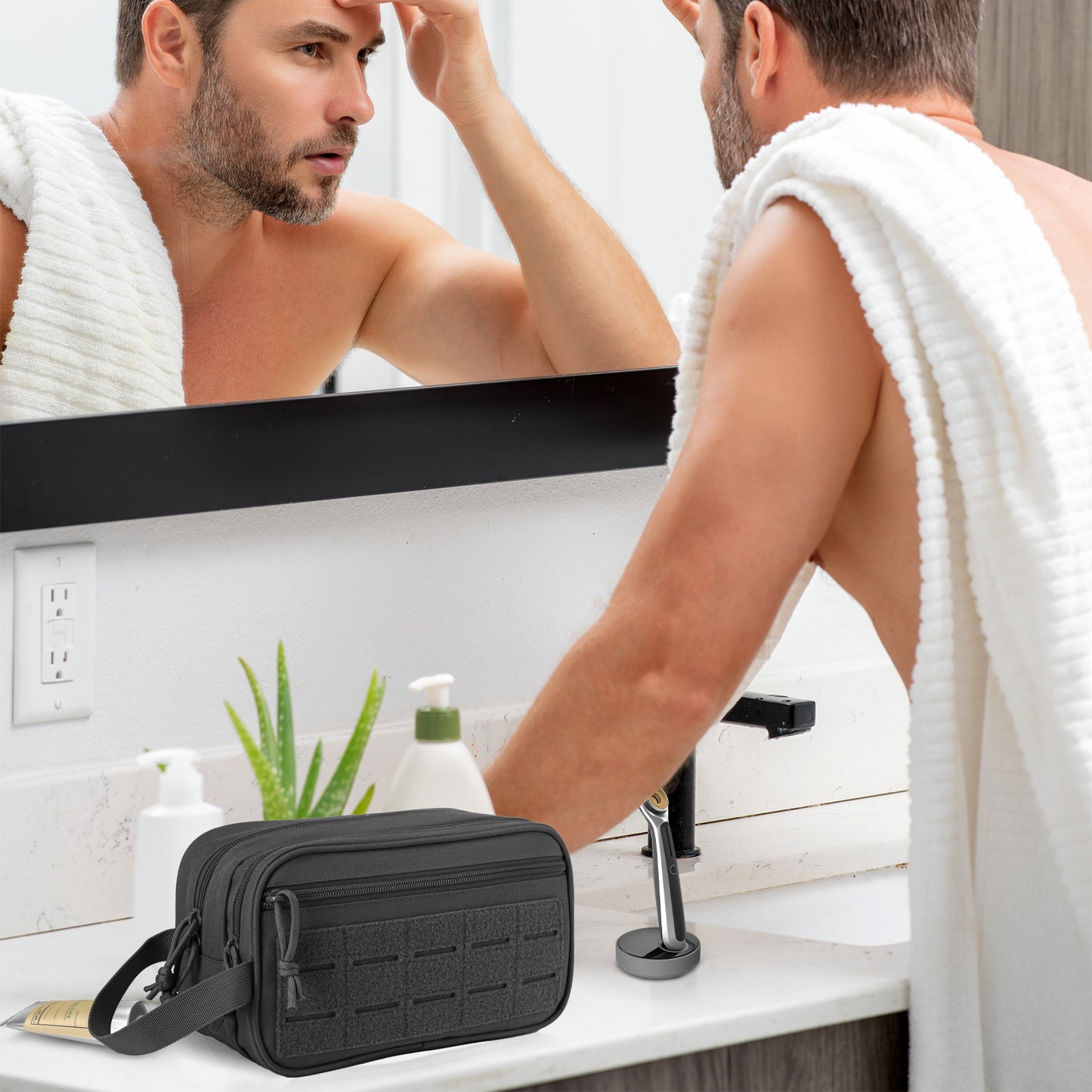 Travel Toiletry Bag for Men: Shaving Kit & Hygiene Organizer