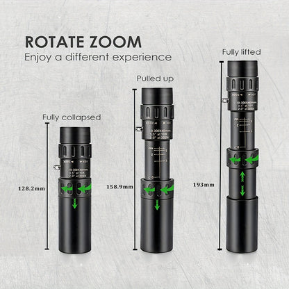 Zoom HD 10-300X Monocular Telescope for Outdoor Adventures