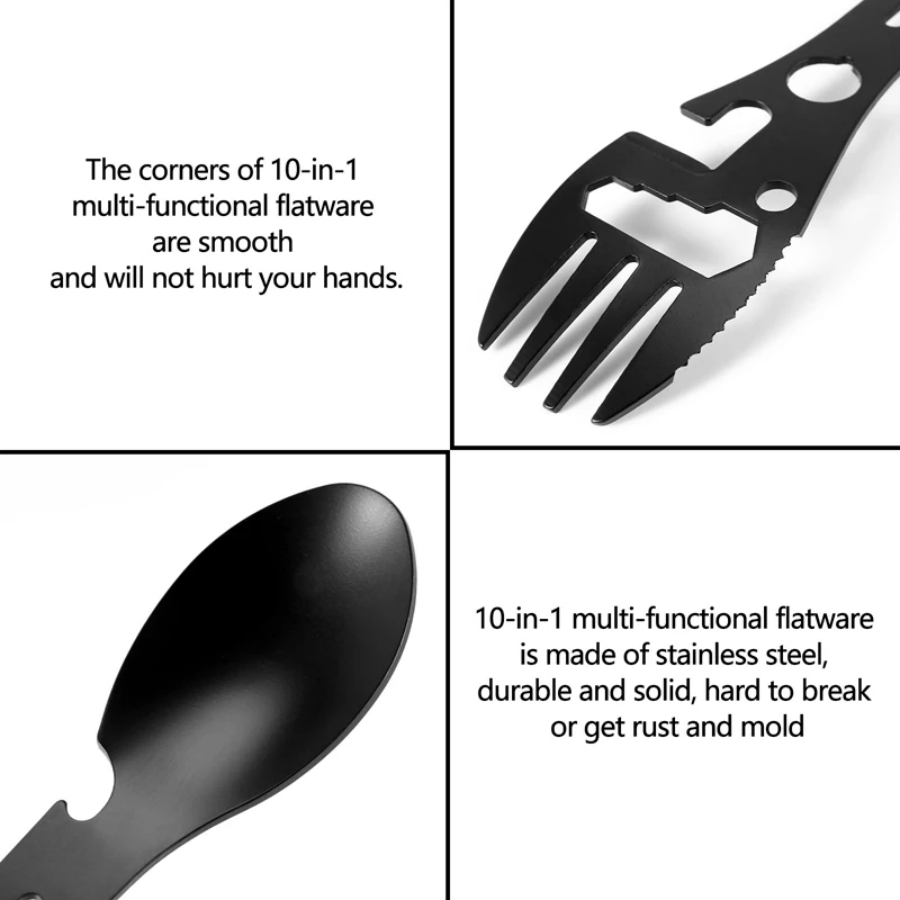 Camping Fork Spoon: Lightweight Multi-Tool with Opener