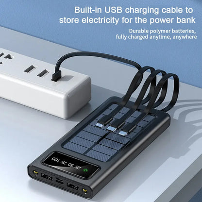 200000mAh Solar Power Bank - 4 USB, Fast Charge, Portable