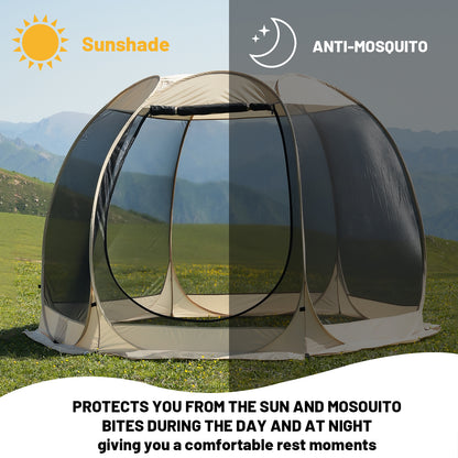6-Sided Pop Up Camping Tent with Mesh Windows