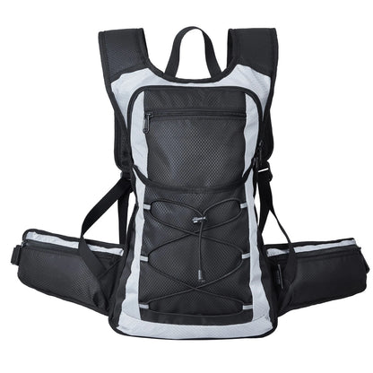 Black and gray hydration backpack on a white background