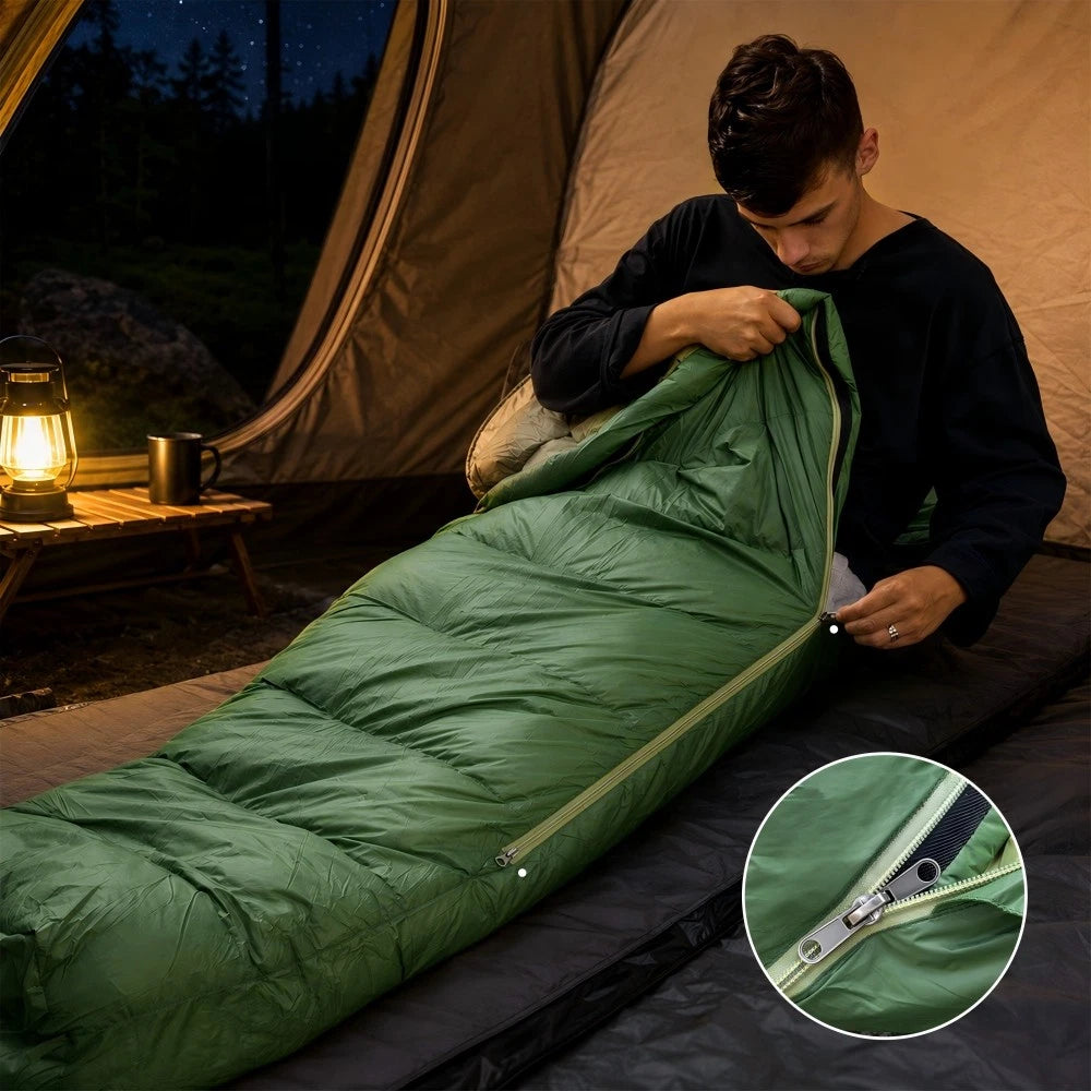Lightweight Duck Down Sleeping Bag for Camping and Hiking