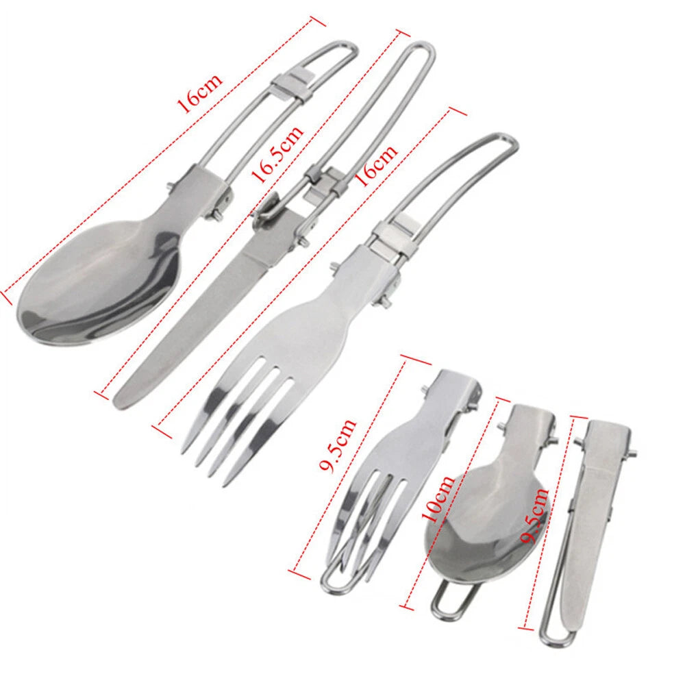 Set of silver cutlery with measurements on a white background