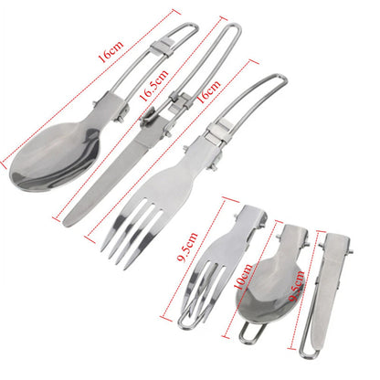Set of silver cutlery with measurements on a white background