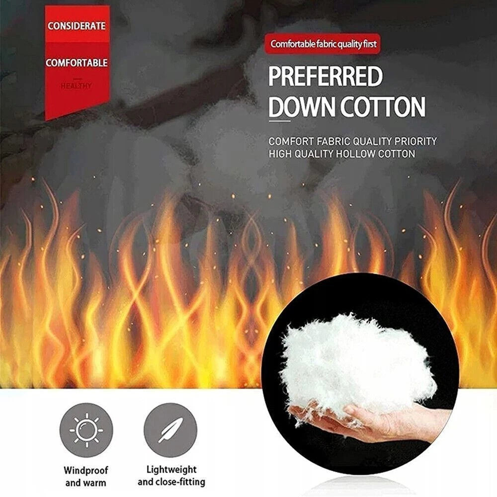 Advertisement for preferred down cotton with flame resistance and comfort features.