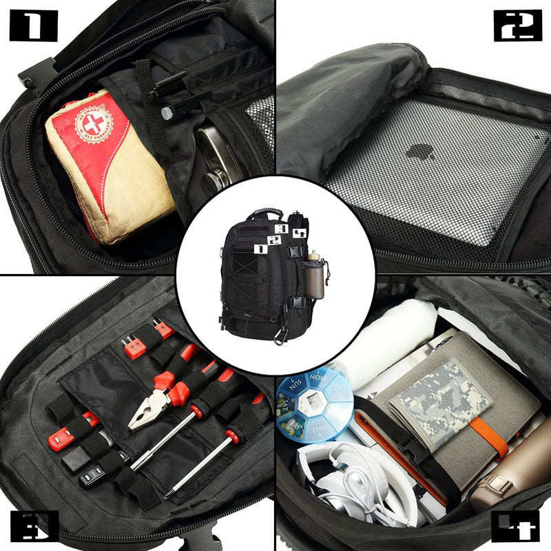 60L military tactical backpack with multiple storage compartments