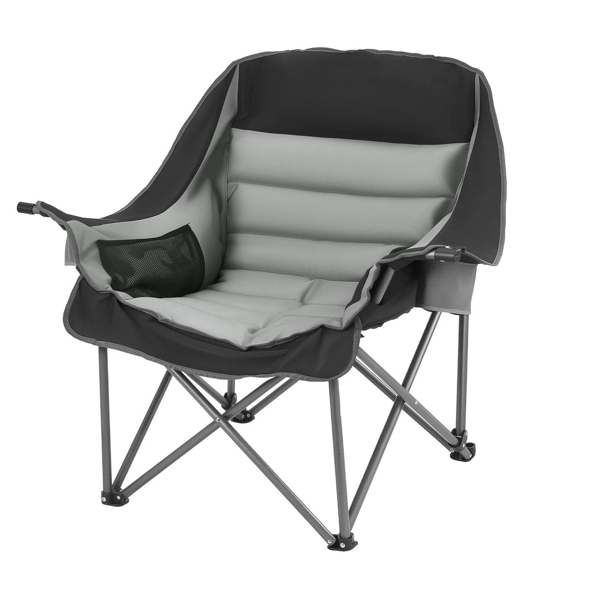 Gray and black camping chair on a white background