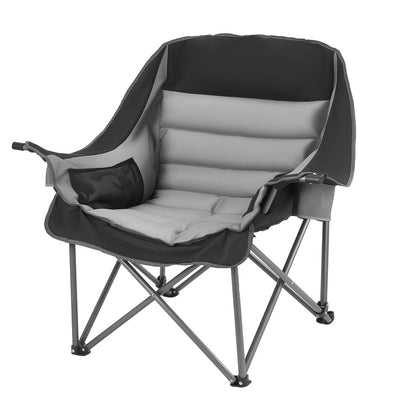 Gray and black camping chair on a white background