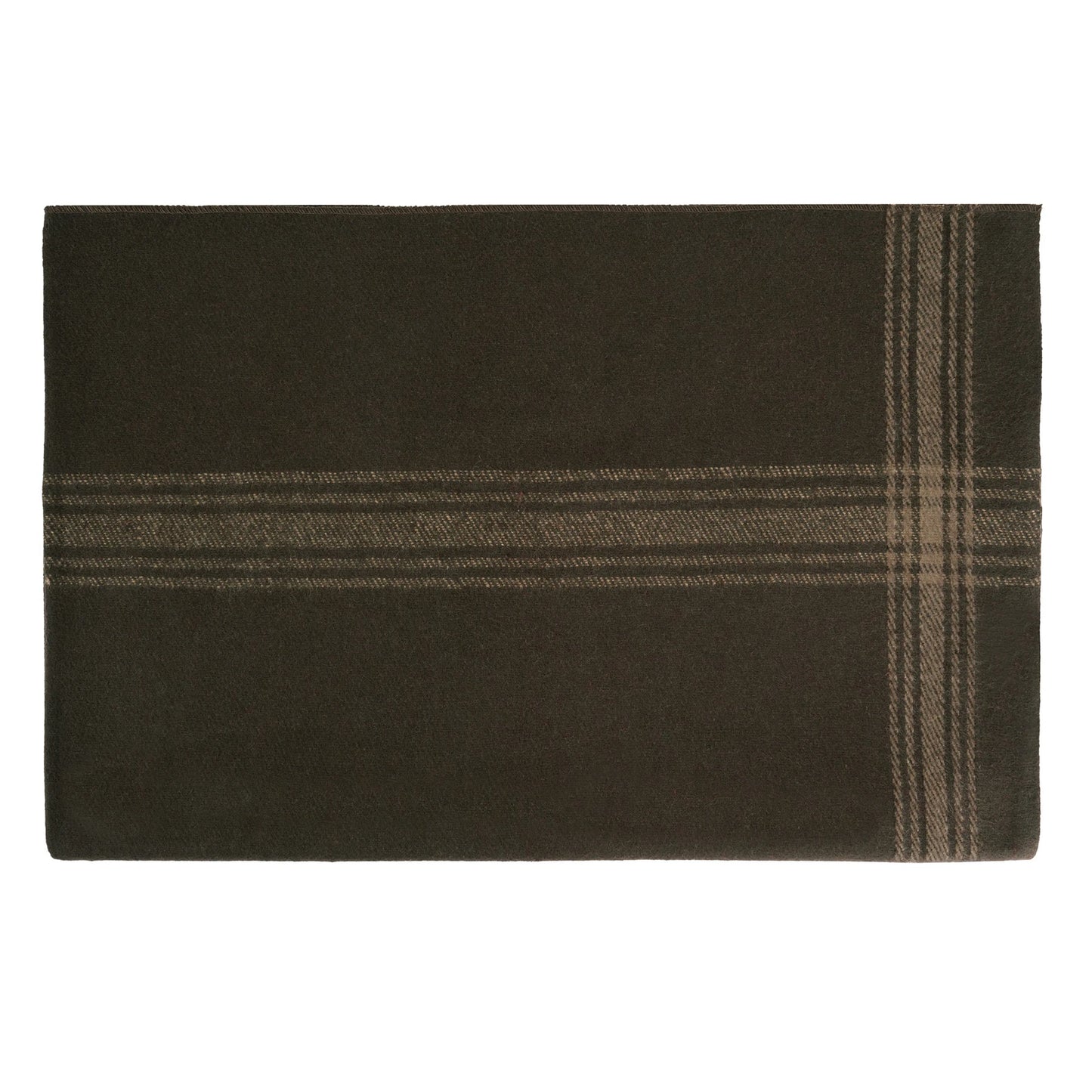 Dark brown plaid fabric with subtle pattern on a white background