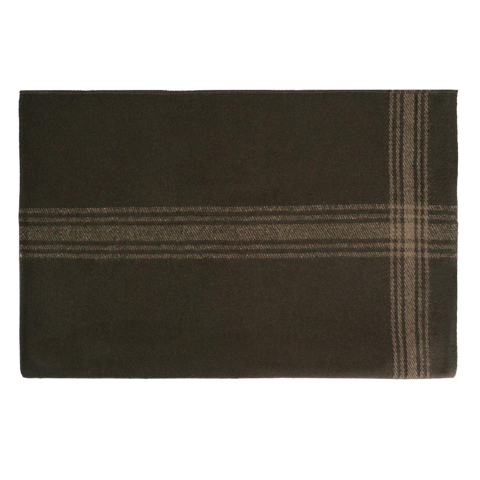 Dark brown plaid fabric with subtle pattern on a white background