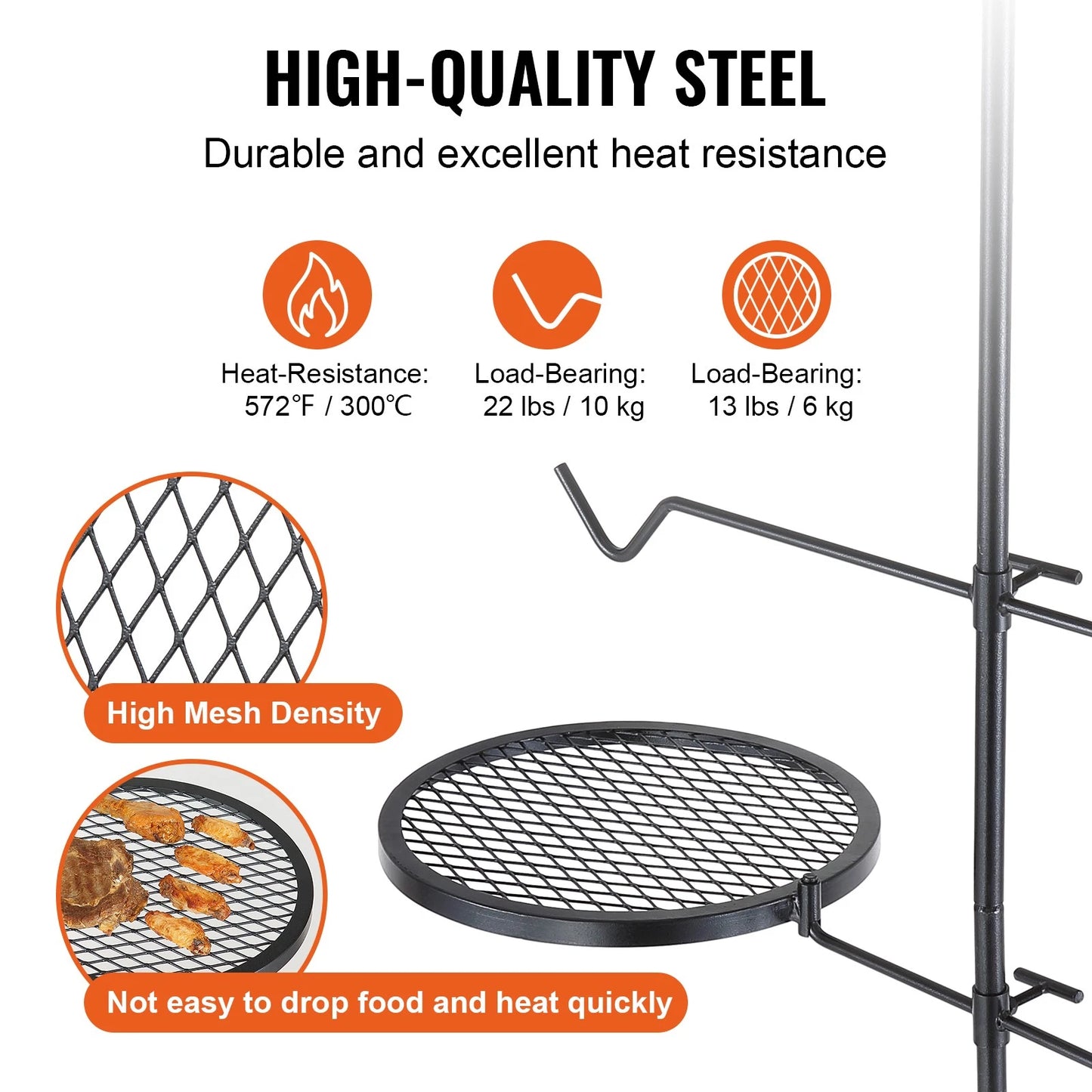 Grill basket with high-quality steel features on a white background